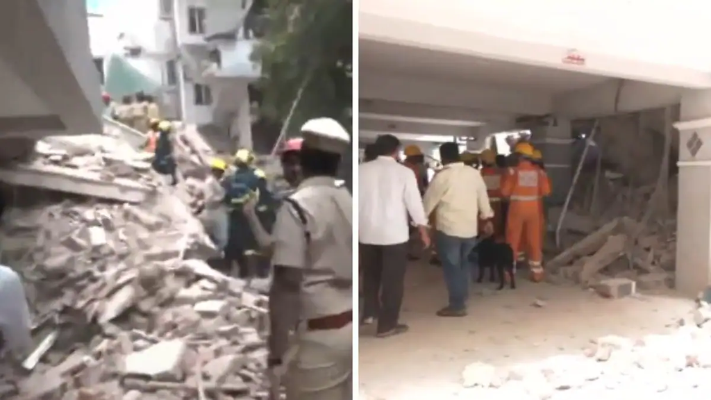 Madhapur illegal construction collapsed building debris | NovaKhabar