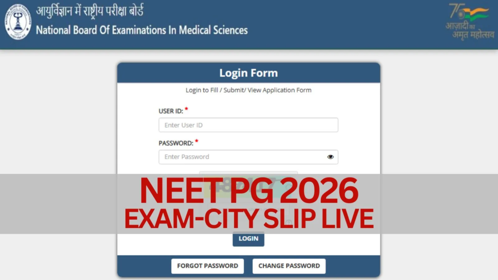 NBEMS NEET PG 2026 city intimation slip download steps | NovaKhabar