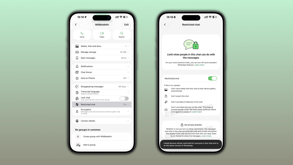 WhatsApp Chat Info Restricted Chat setting | NovaKhabar